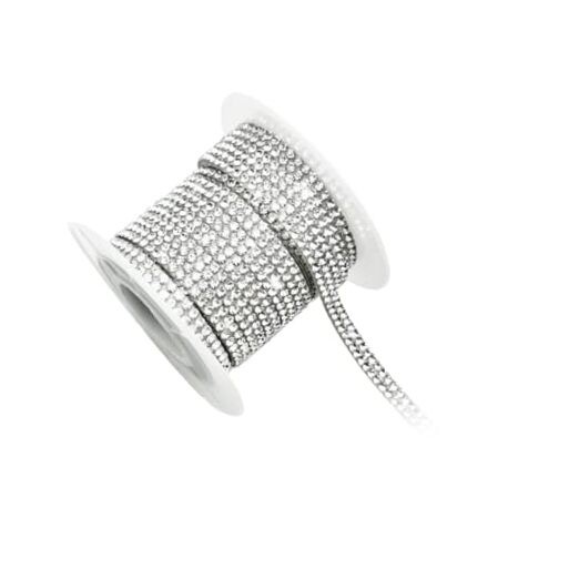 Bling Car Self Adhesive Strip, 16.4 Ft Crystal Rhinestone Strips, Silver/White