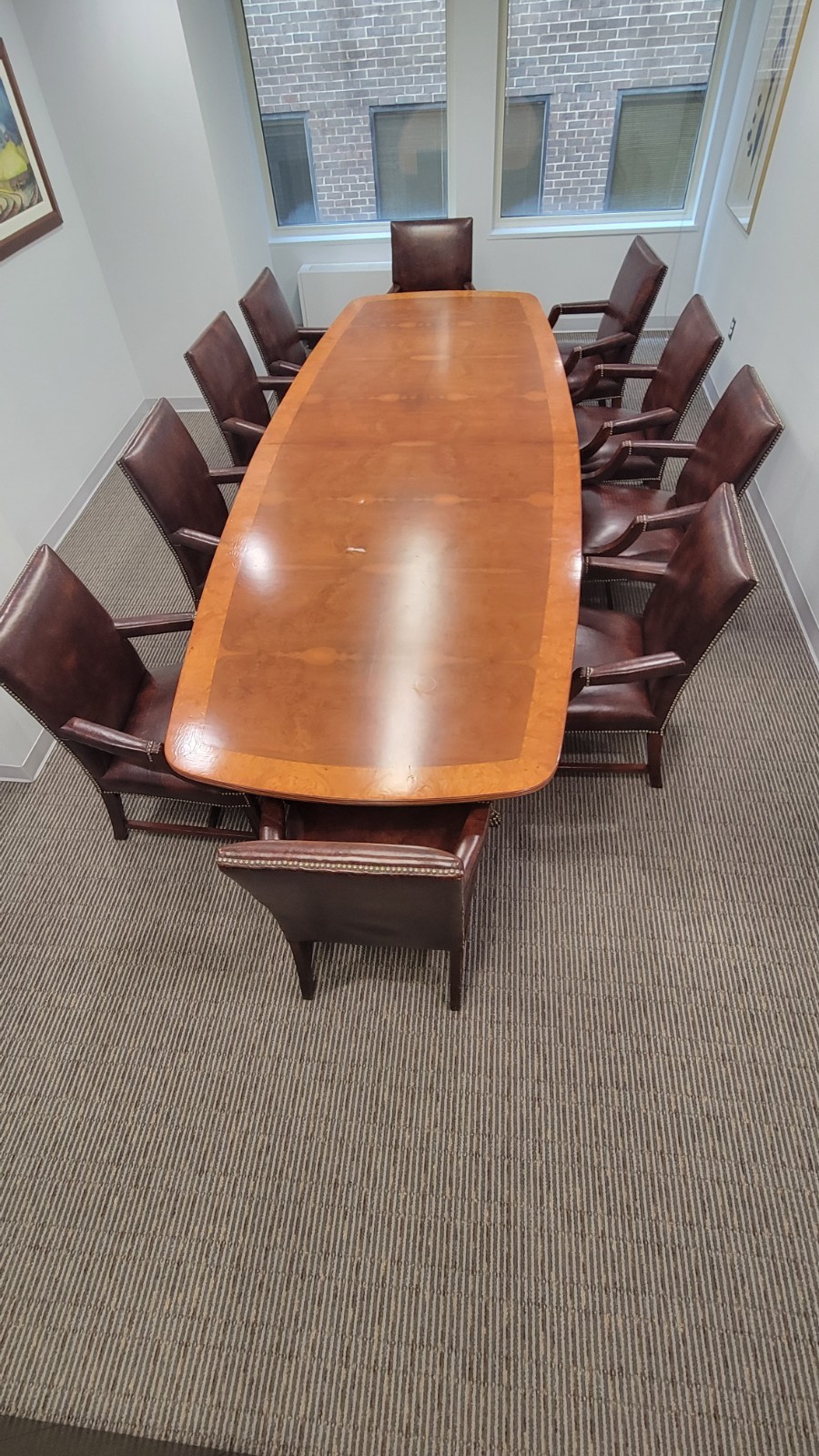 Large Handcrafted Wood Triple-Pedestal Conference Table