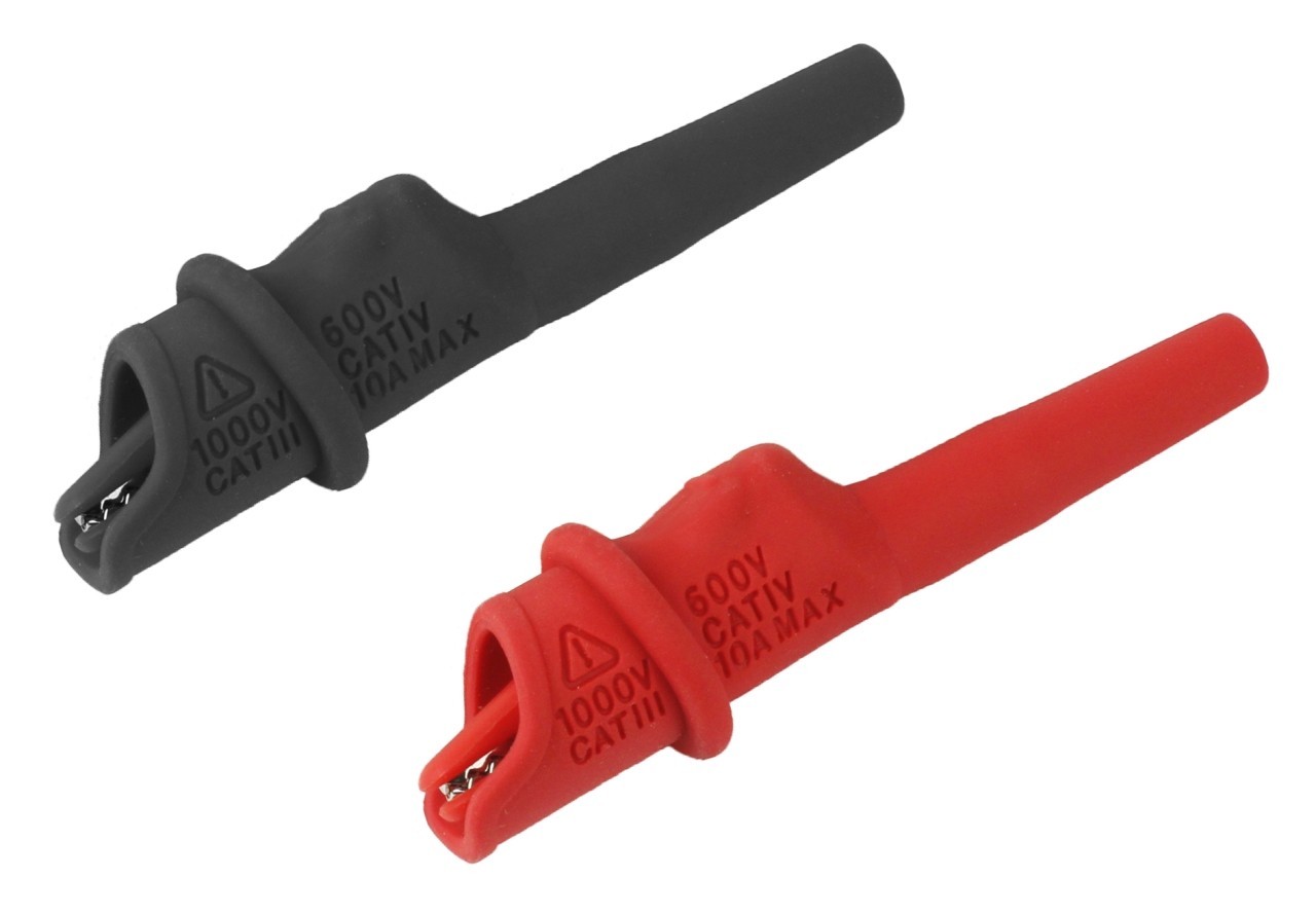 CalTest Medium Insulated 10A Alligator Clip, Red/Black Pair, Solderable 24-13AWG