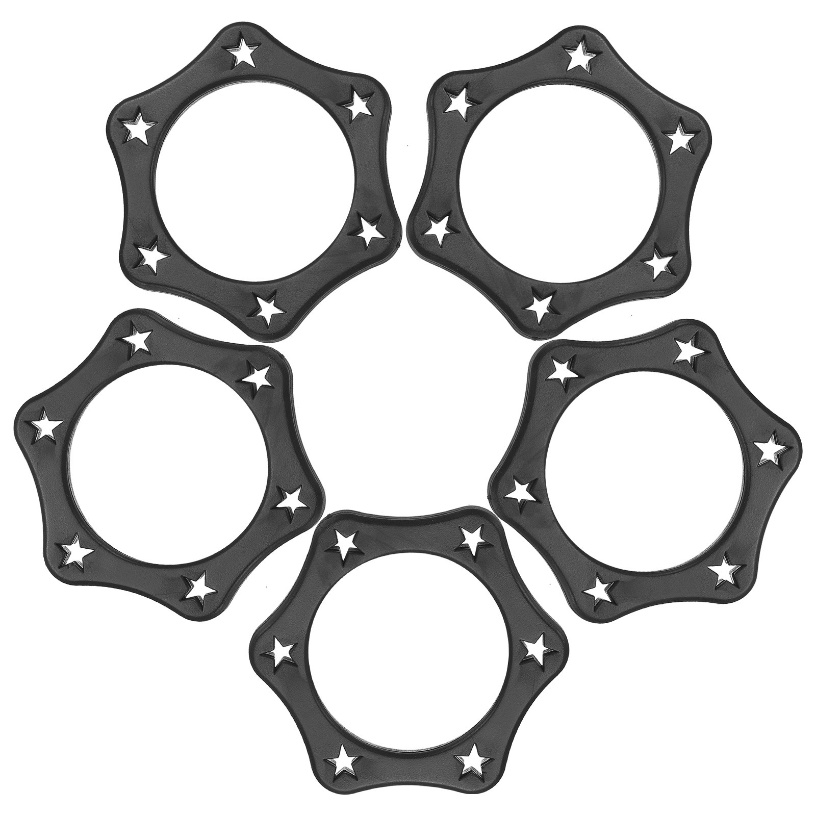 Microphone Anti-Roll Rubber Hexagonal Rings, 5 Pack & 1.4 x 2.3" & Black