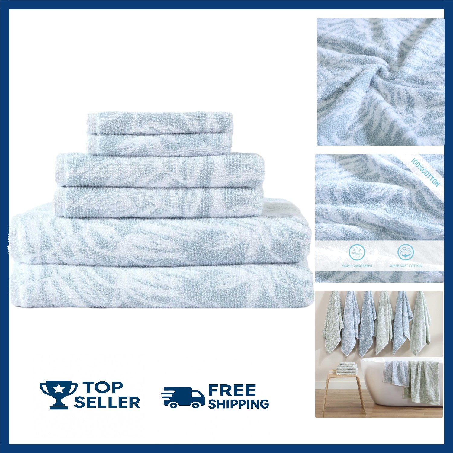 Wrap Yourself in Luxury - Tommy Bahama 6 Piece Towel Set Blue