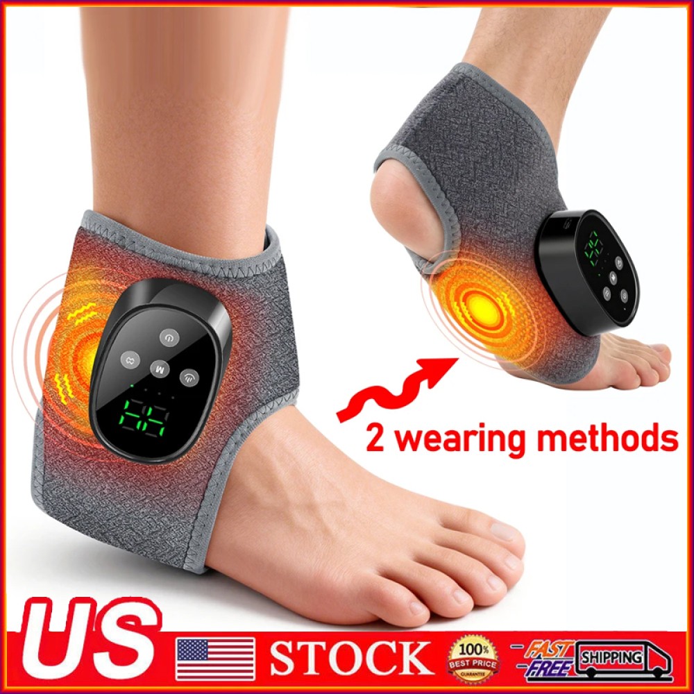 Cordless Foot Ankle Massager Pain Relief with 4 Heat Levels & 4 Vibration Modes