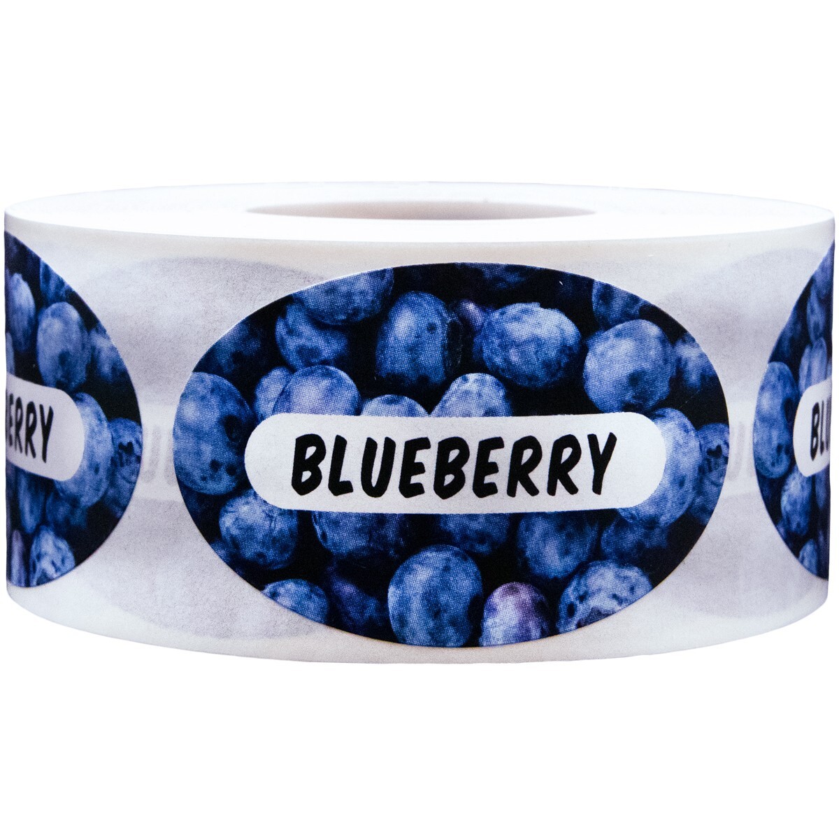 Blueberry Grocery Store Food Labels | 1.25 x 2" Inch Oval Shape | 500 Per Roll