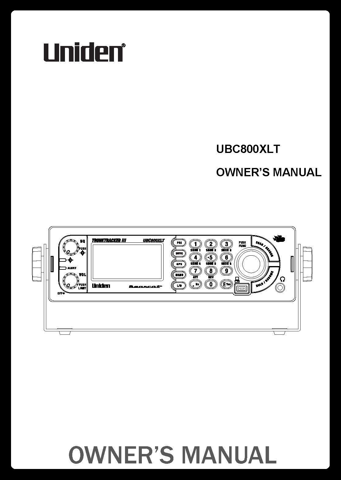 Uniden UBC800XLT Instructions Operating Manual User Guide COIL BOUND