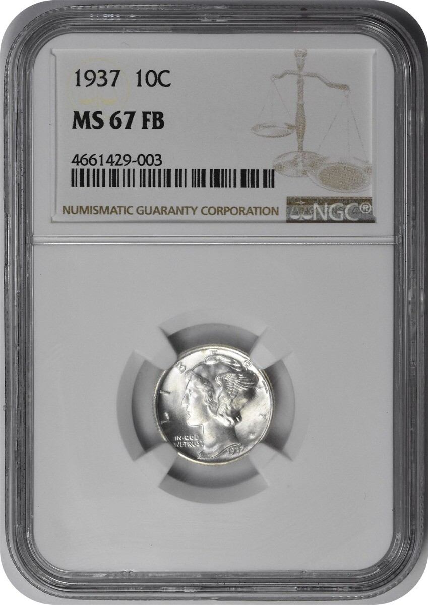 1937 Mercury Silver Dime MS67FB NGC