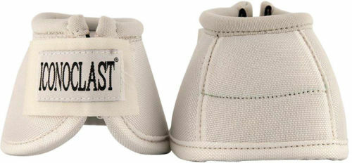 ICONOCLAST BELL BOOTS-WHITE LARGE-BARREL RACE-REINING HORSE-CUTTING HORSE
