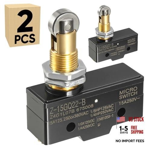 2-Pack Micro Limit Switch with Roller Plunger 2 Count (Pack of 1) Z-15GQ22-B