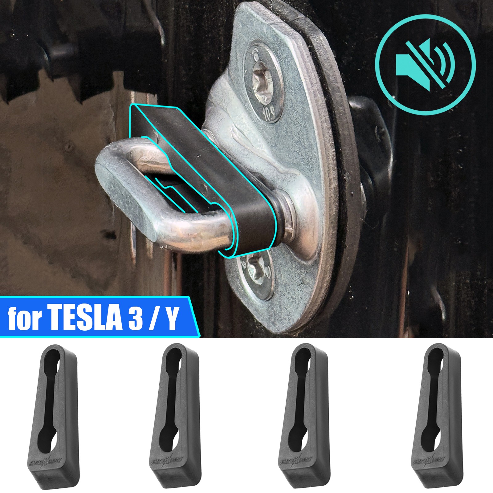 Door Striker Lock Buffer Damper For Tesla Model 3 Y Sound Noise Insulation