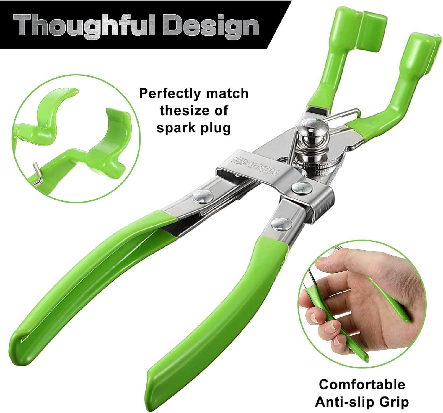 Enhon Spark Plug Pliers, Plier Boot Removal Tool, 45°Offset Green