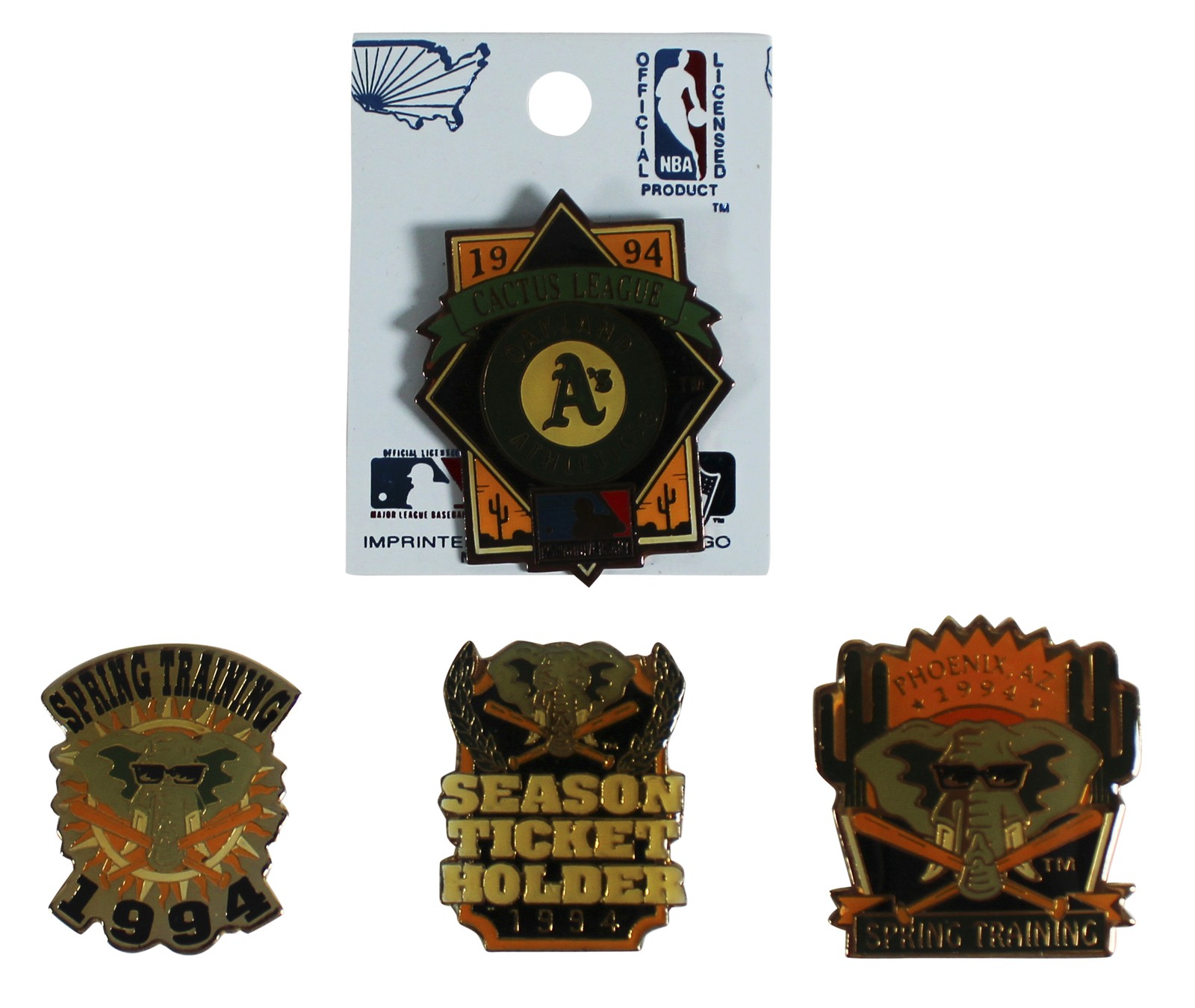 Athletics 1994 Spring Training Collector Pin Set Un-signed 1