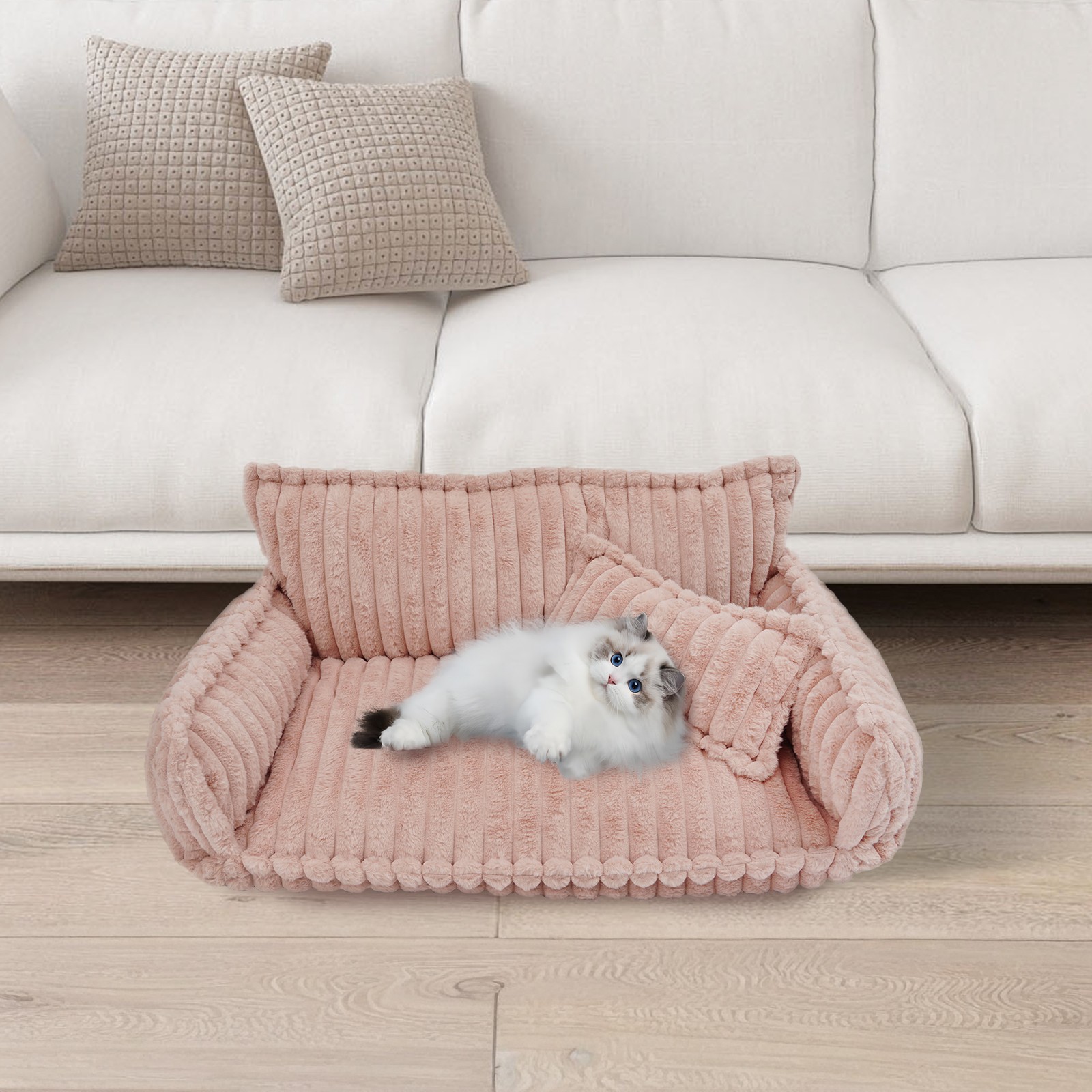 Pet Couch with Removable Washable Cover, Pet Couch Bed for Dog and Cat, Calming