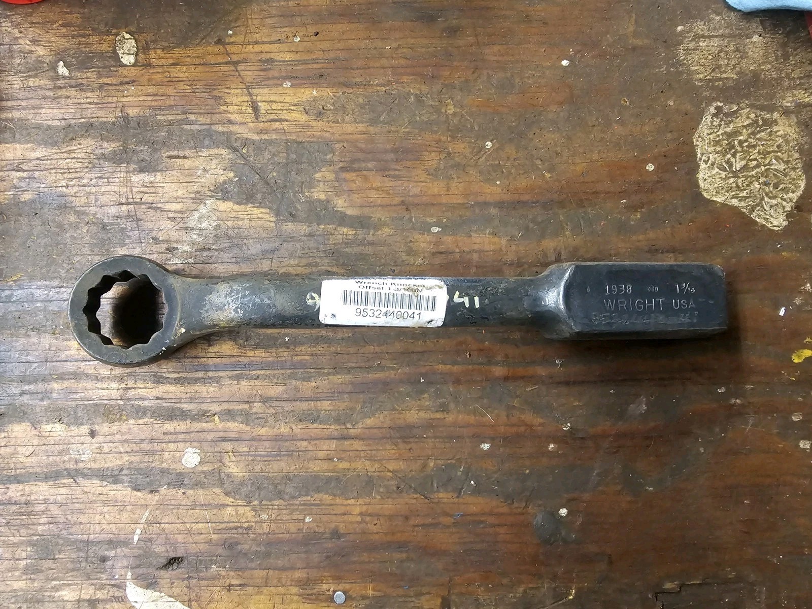WRIGHT TOOL 1938 1-3/16" OFFSET HAMMER WRENCH USA 🇺🇲 12 POINT KNOCKER 1-3/16