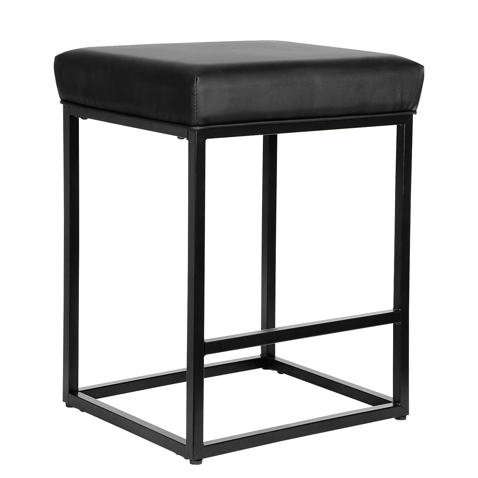 2PCS Black Backless Bar Stools PU Leather Stools Sturdy 330LBS Capacity Home