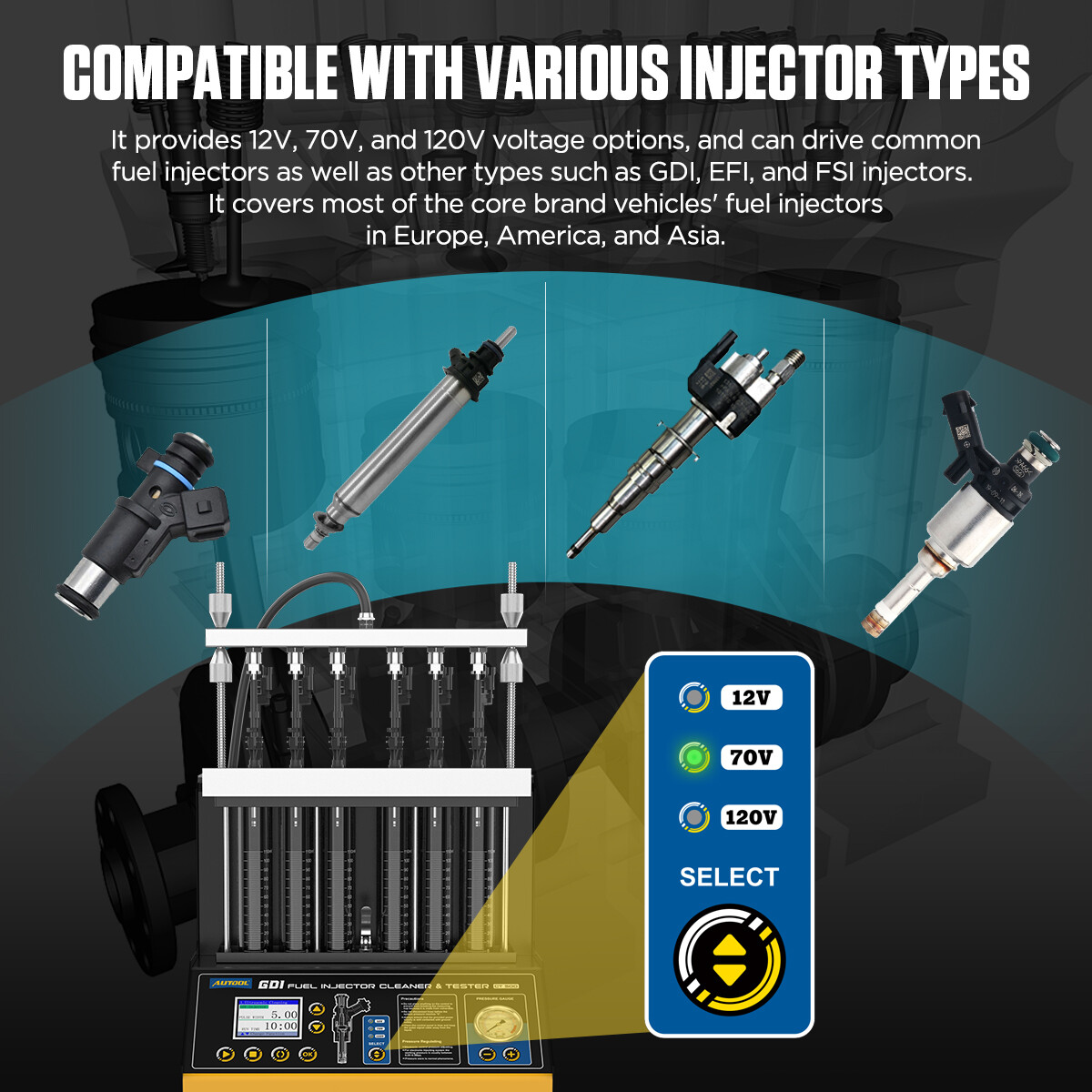 AUTOOL CT500 GDI Injector Tester Cleaner Ultrasonic Petrol Car Cleaning Machine