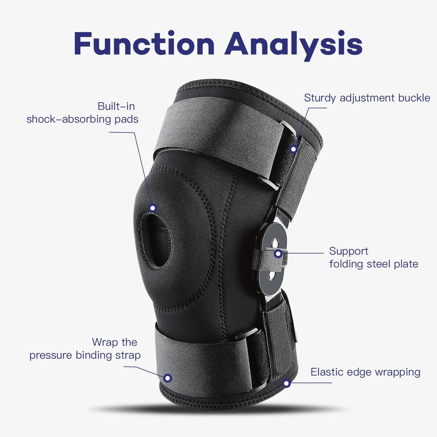 Knee Brace Compression Sleeve Hinged Joint Support Open Patella Stabilizer Wrap