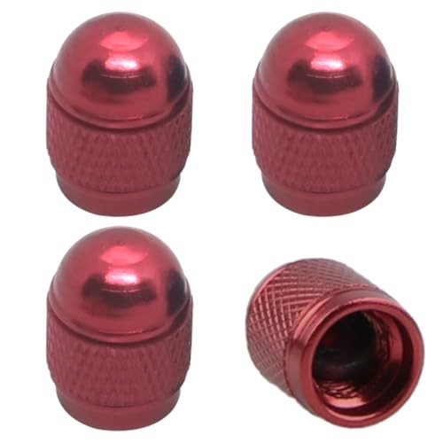 4PCS Bullet Style Tire Valve Stem Caps, Corrosion Resistant Aluminum Alloy Red