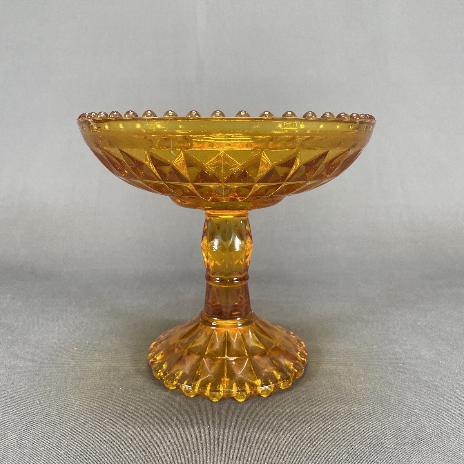 Jeannette Windsor Yellow Amber Round Compote Candy Dish 5.5" Vintage