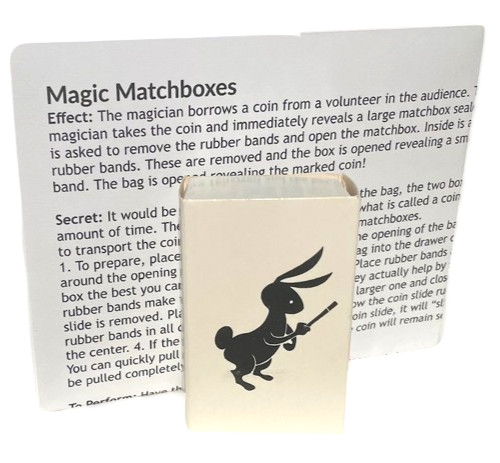 ADAMS MATCH BOX MAGIC TRICK Appearing Coin In Nesting Boxes & Bag Beginner Set