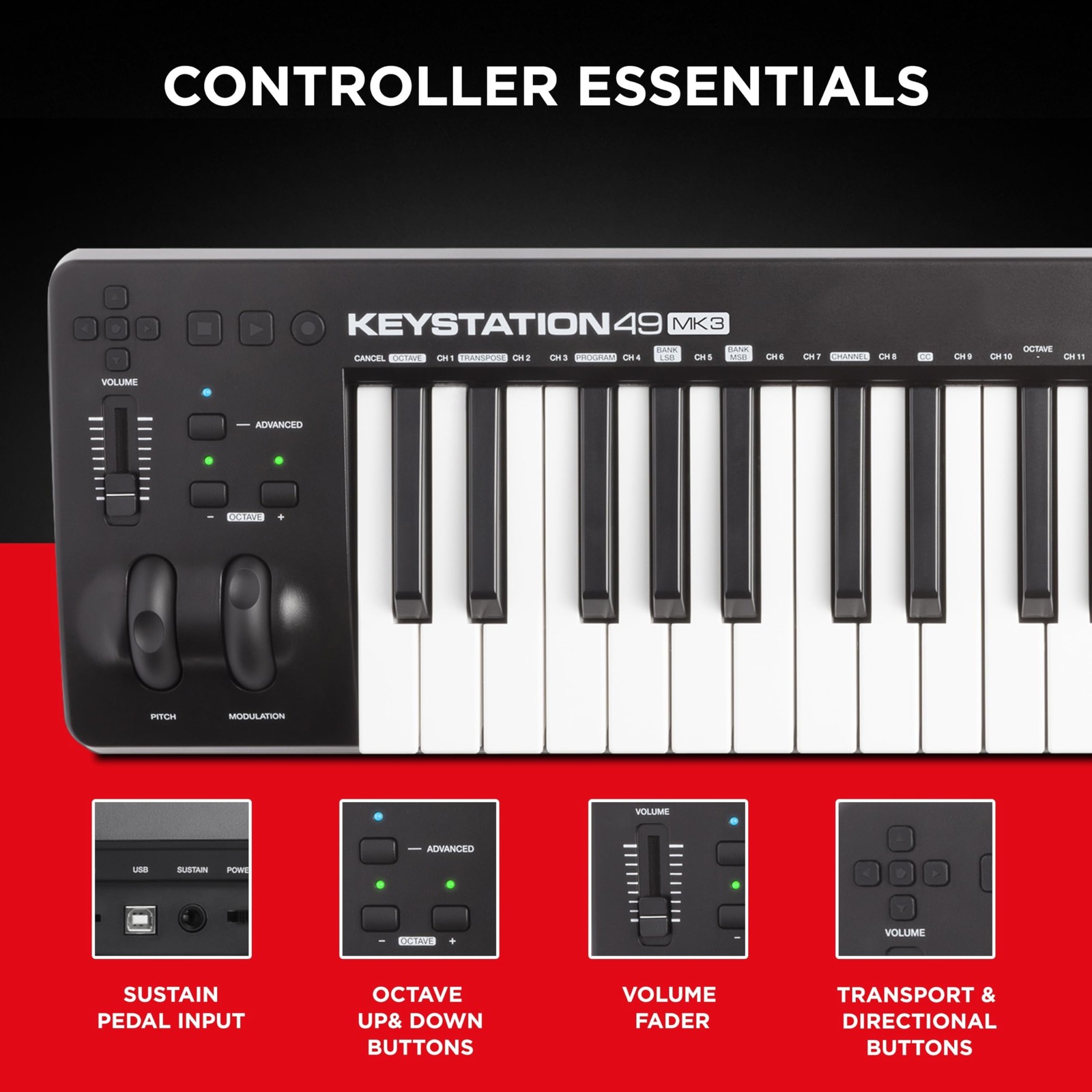 Keystation 49 MK3 - Synth Action 49 Key USB MIDI Keyboard Controller with Ass...