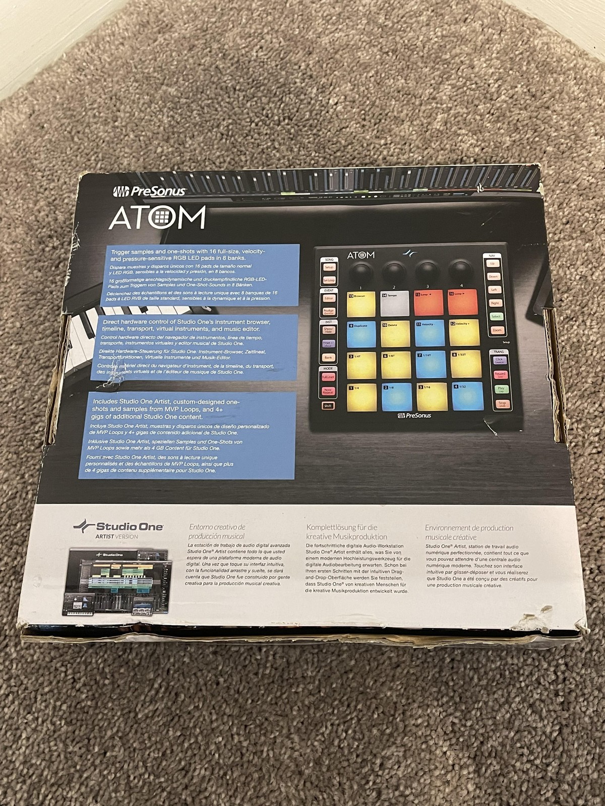 PreSonus ATOM Pad Controller USB MIDI RGB Pads Studio One Artist PC Mac