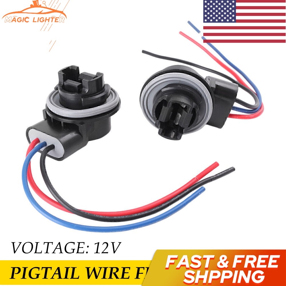 2pcs 3157 4157 Bulb Socket Pig Tail Harness Wire Plug Turn for Signal Light