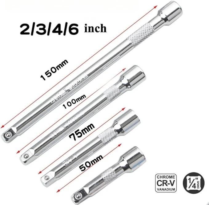 4pcs 1/4" Socket Extension Set, Drive Socket Quarter Inch Wrench Ratchet Ex