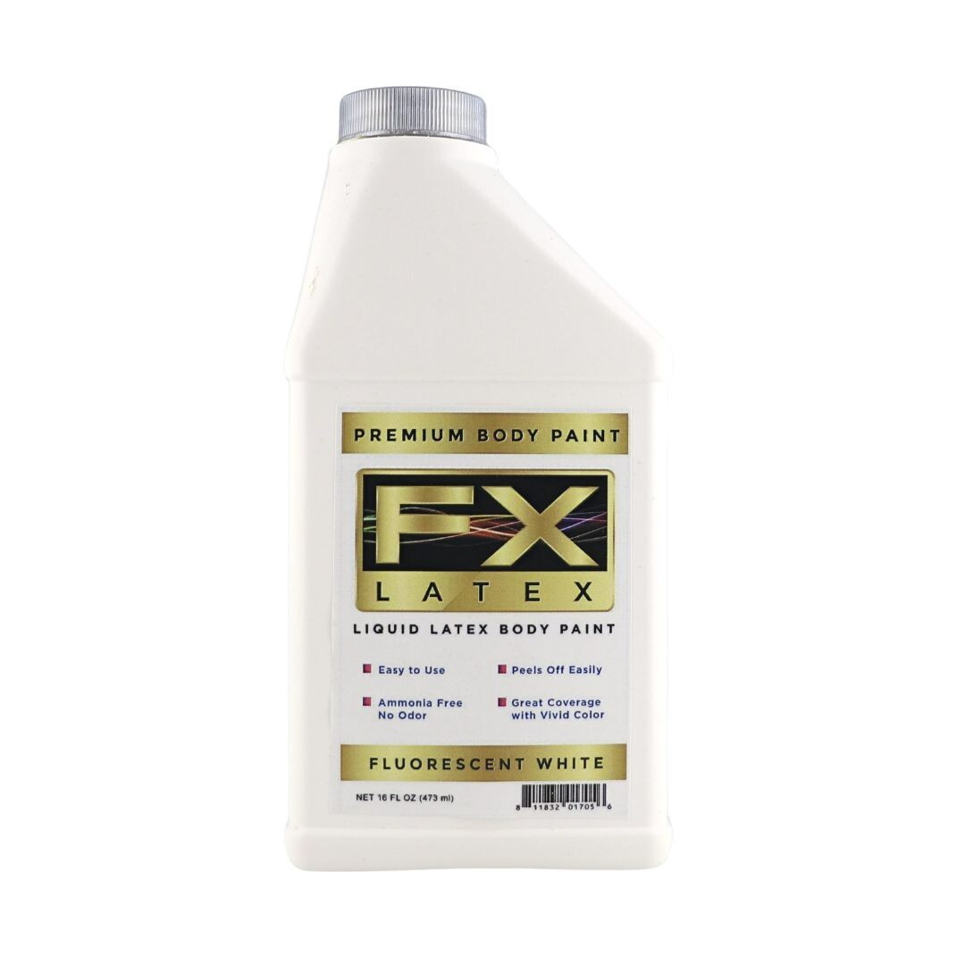 FX Latex Fluorescent White - 16 oz - Face and Body Paint GLOWS UNDER BLACKLIGHT!