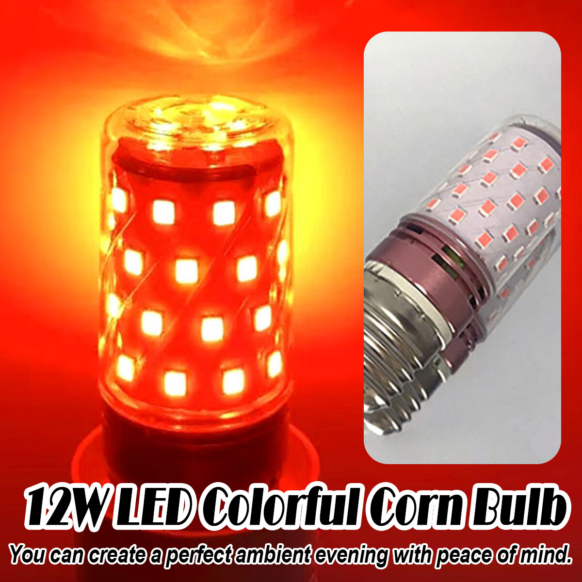 E27 Led Colorful Corn Bulb No Flash 7colors Lamp 2835smd 270 Degree Beam Angle