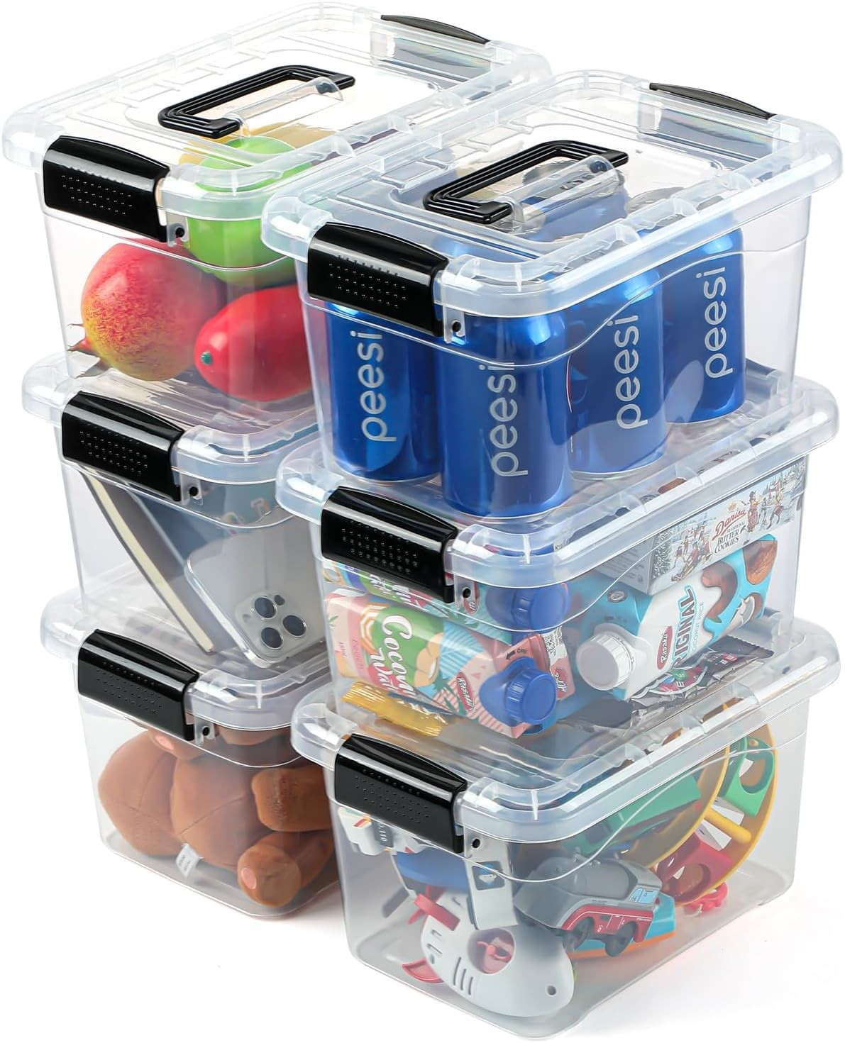 EOENVIVS Plastic Storage Bins with Lids 6 Packs, 7 Quart Storage Organizer Bi...