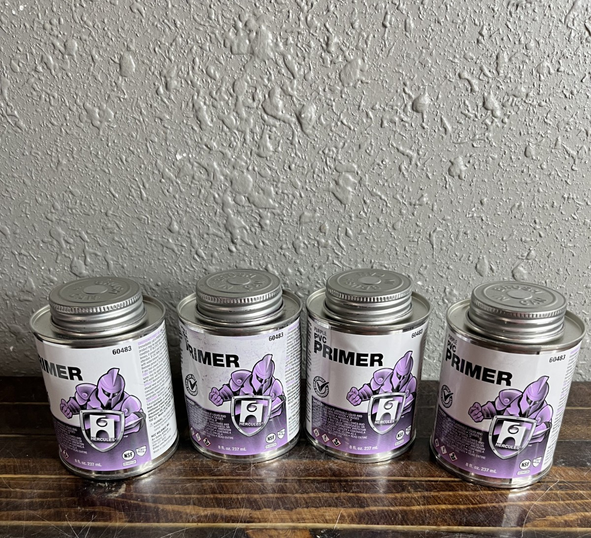 4 Pack Hercules 60483 Purple PVC Primer 8oz Low VOC Professional Grade