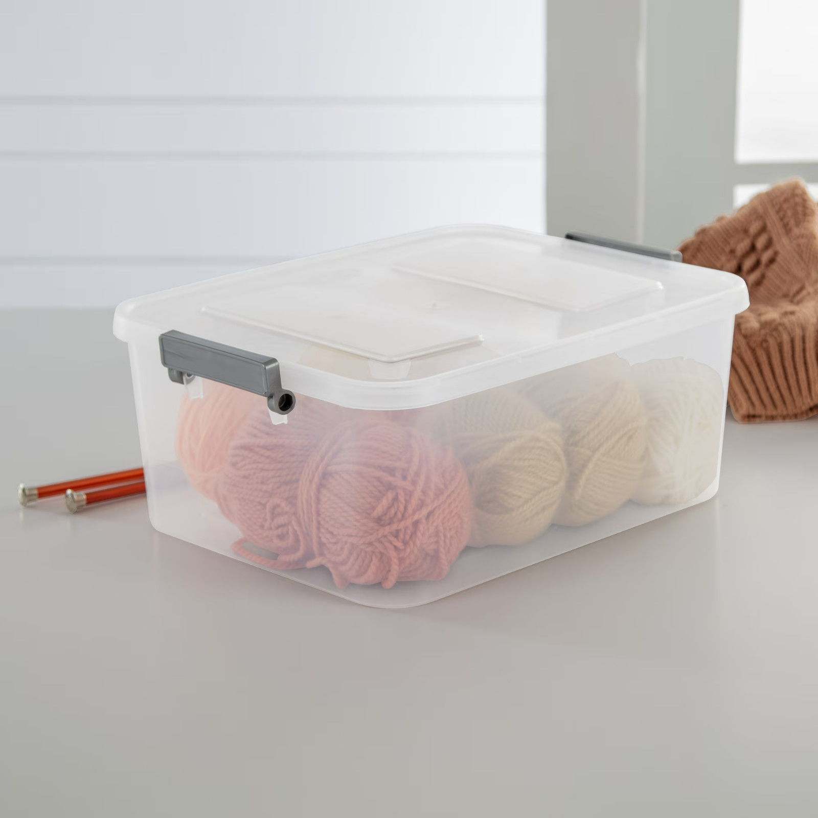 (3 Pack) 12.7 Qt. Clear Plastic Modular ID Latch Box