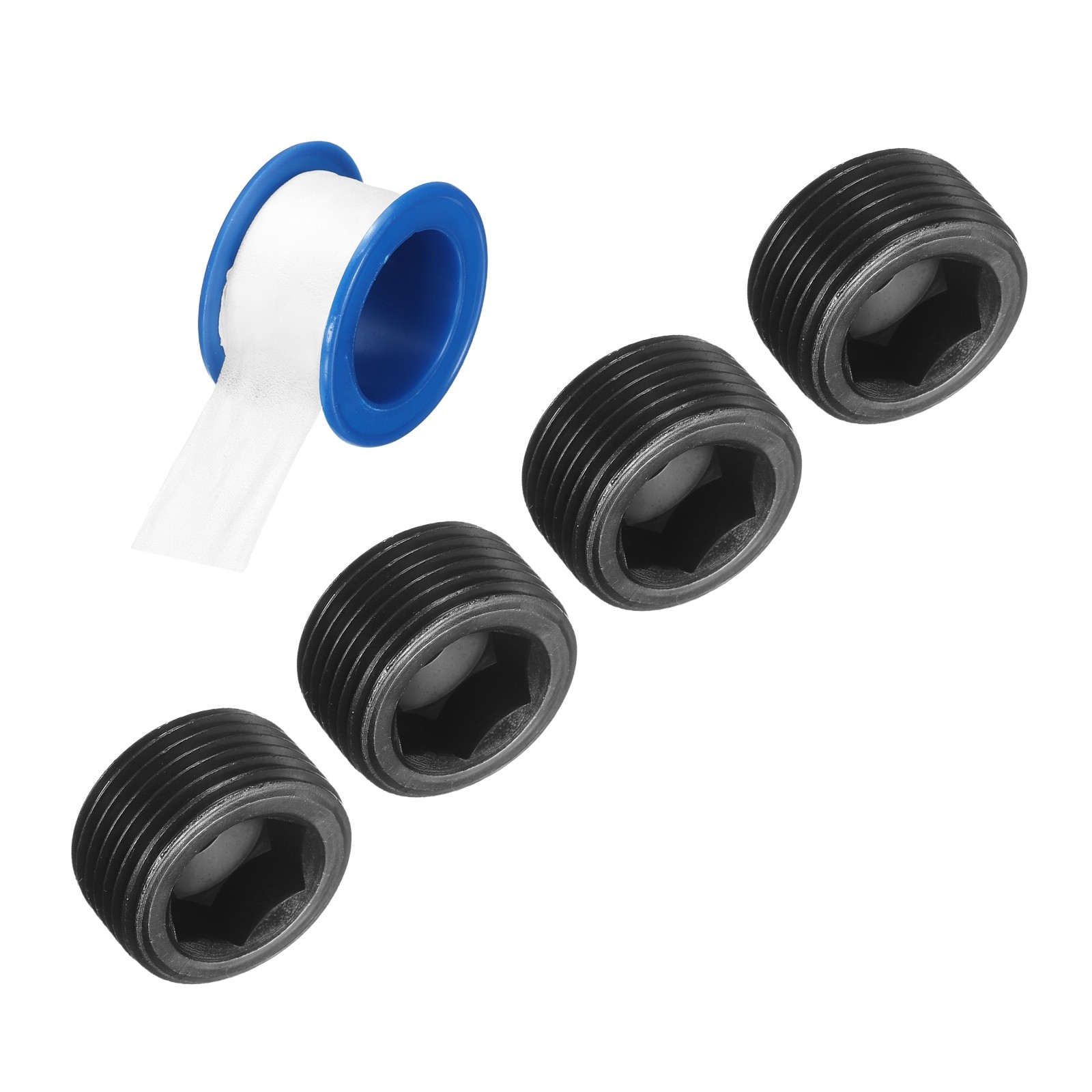 4Pcs M22x1.5x12 Carbon Steel Male Thread Internal Hex Pipe Plug Fitting Socket