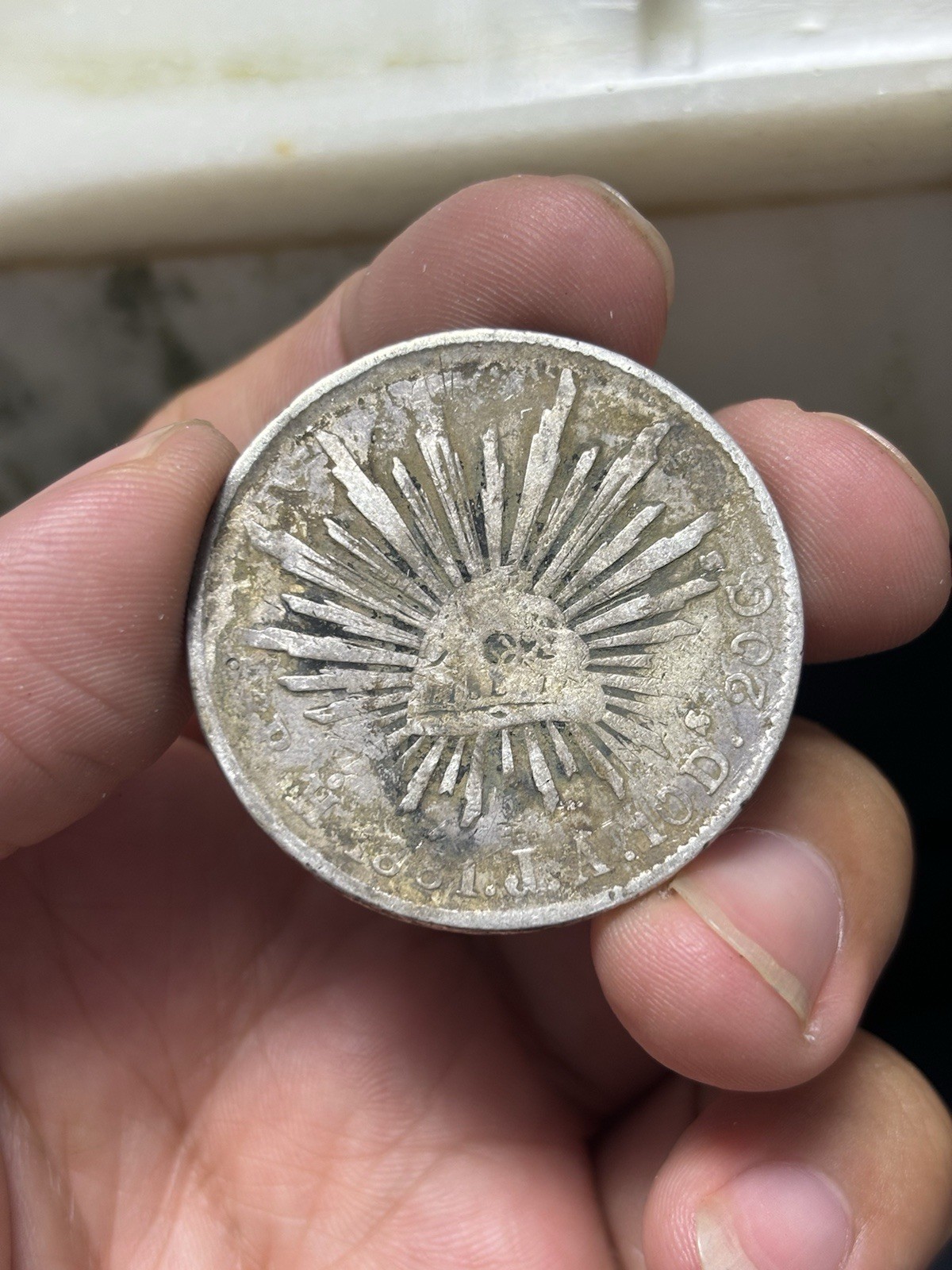 1881 Ho JA Mexico 8 Reales Silver Coin Hermosillo Mint Rare