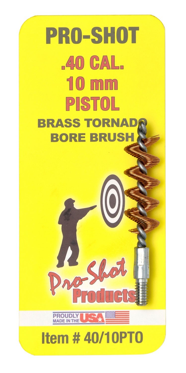 Pro-Shot 4010PTO Tornado Bore Brush .40/ 10mm Cal Pistol #8-32 Thread Brass Spir