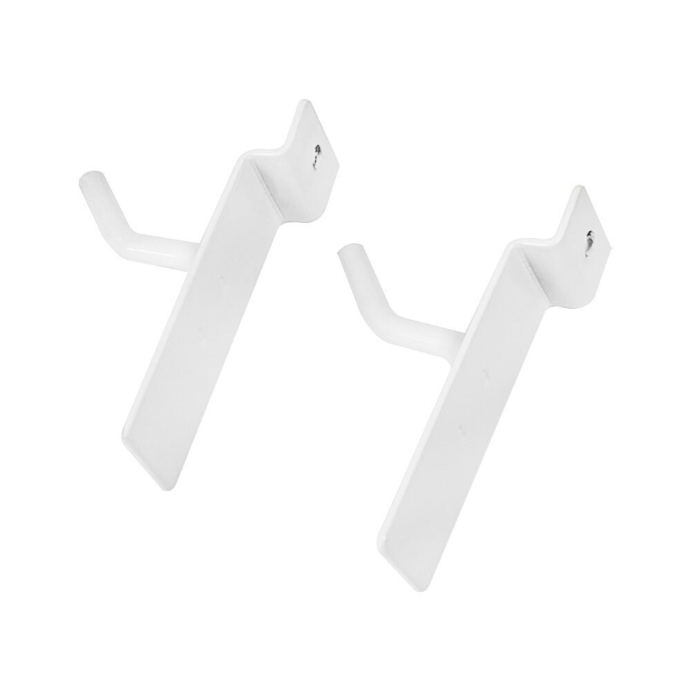 1" Slatwall Hook Panel Display Hooks, 1/4" Thickness Metal, White - PACK 2