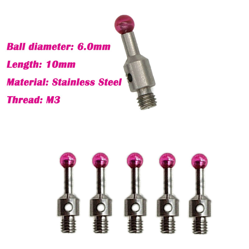 CMM Machine Touch Probe Stylus Ceramic Stem M3 Thread 6mm Ruby Ball Length 10mm