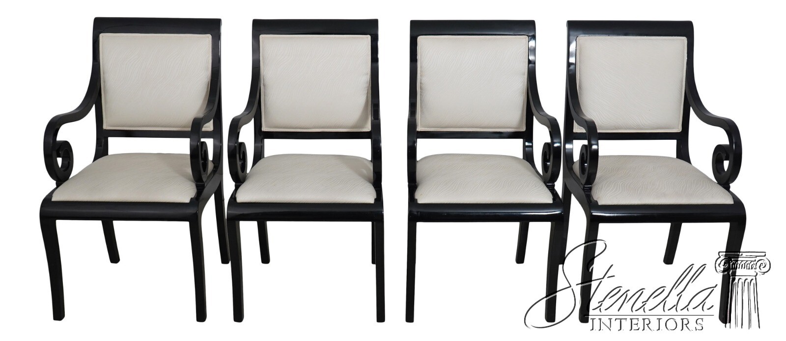 L63113EC: Set of 4 Black Lacquer Regency Style Armchairs