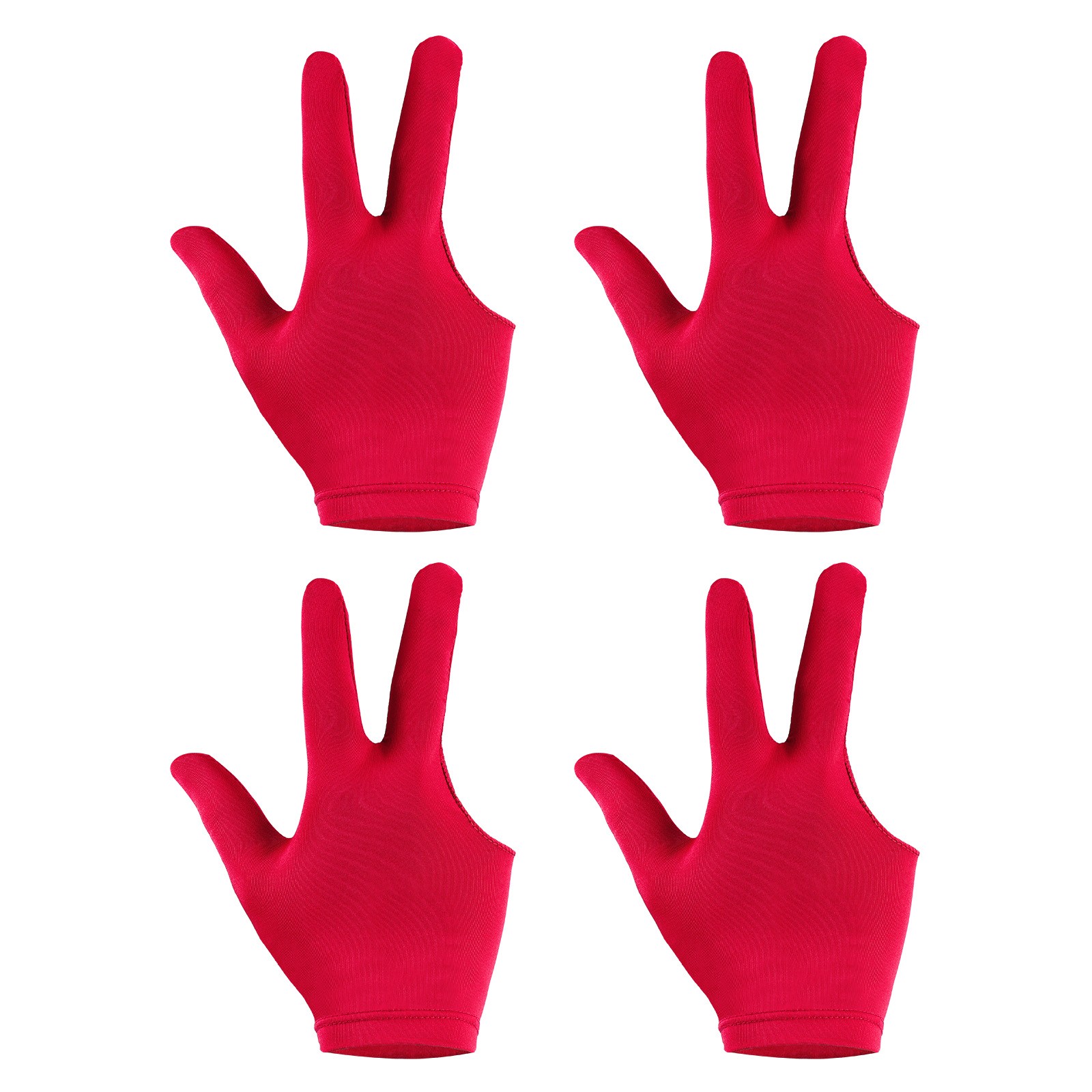 4Pcs 3 Fingers Left Hand Pool Gloves Snooker Billiard Pool Cue Gloves Red