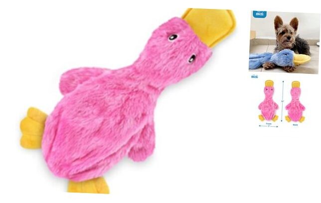 Crinkle Dog Toy for Small, Medium, and Large aCrinkle Duck (Light Pink)