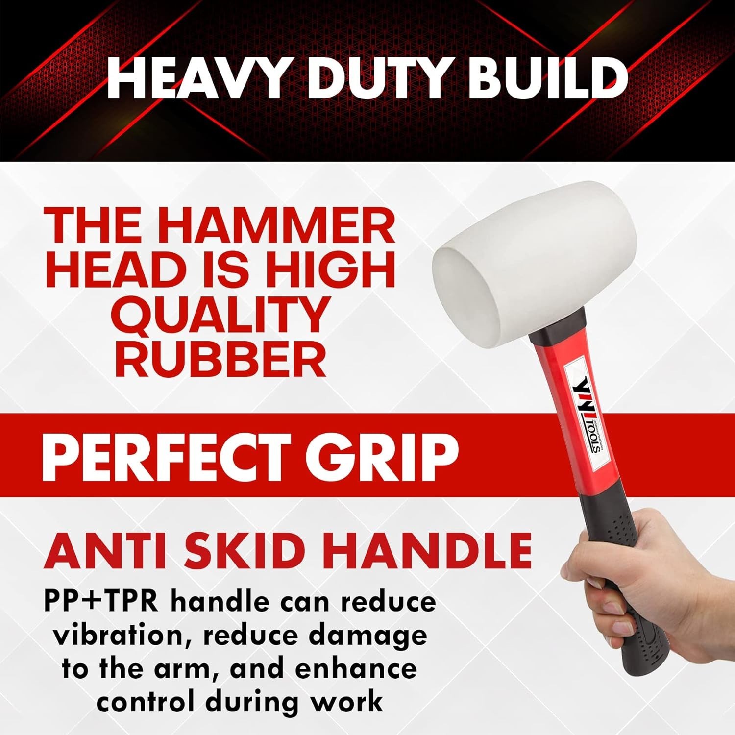 Versatile 16oz Rubber Hammer - Ergonomic Fiberglass Handle for All Projects