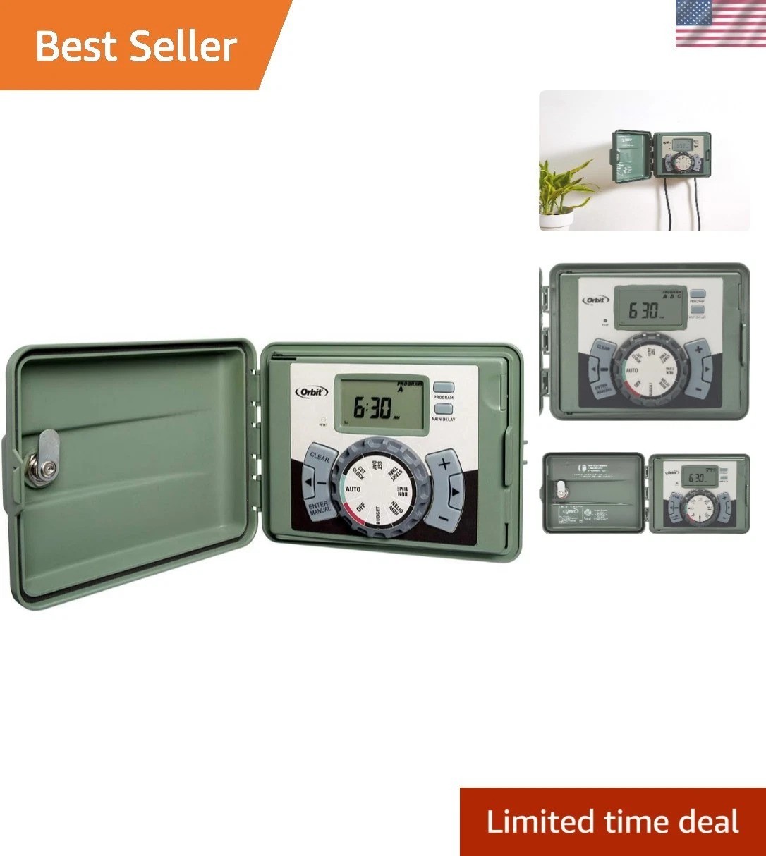 12-Station Outdoor Swing Panel Sprinkler System Timer