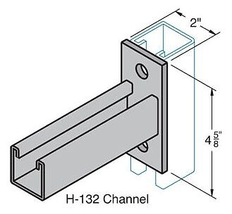 HAYDON T-610-12, Channel/Struct Bracket, 12", 1-5/8" Channel, 1107 Lb, 1pc