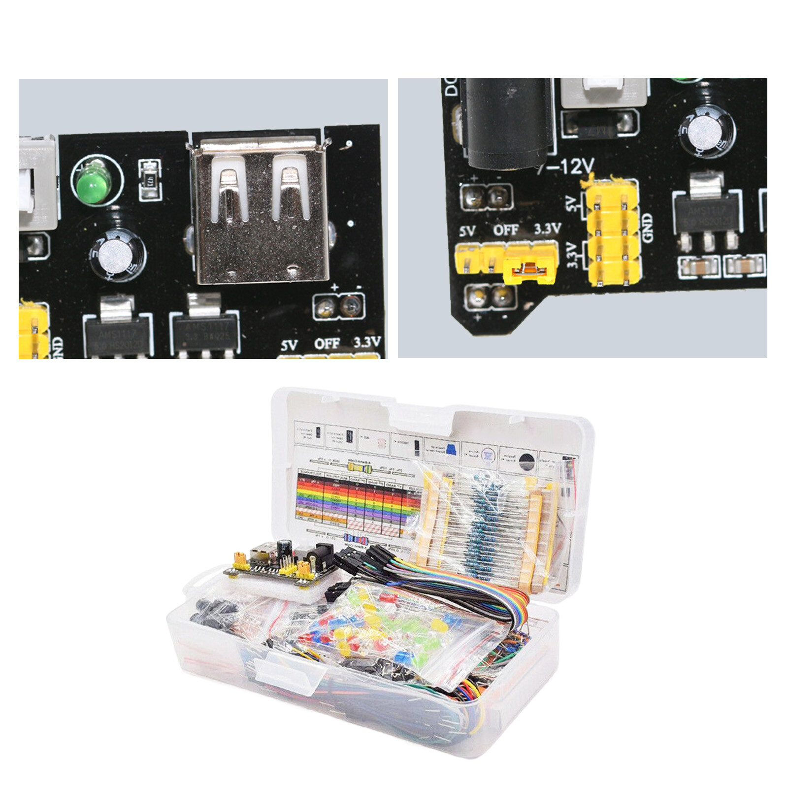 Electronics Component Basic Kit with 830 tie-points Breadboard Resist for UNO R3