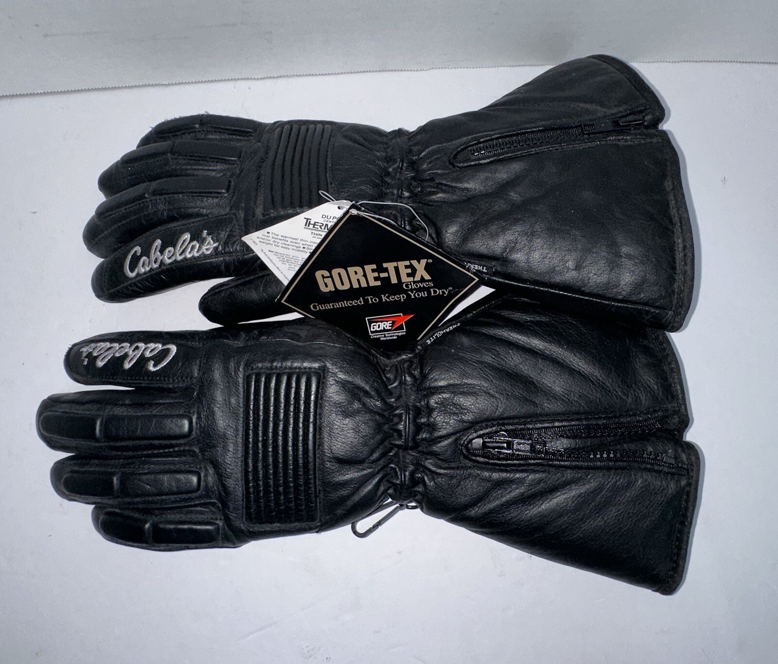 NEW Cabelas Black Leather Goretex Thermolite Motorsports Gloves 92-0862 S-2052
