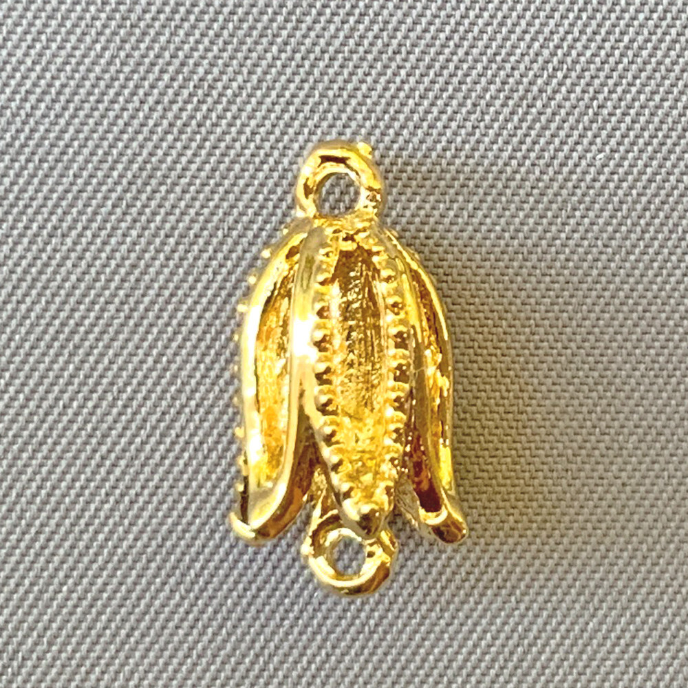 Tulip Flower 2 Loop Links 16x9mm Gold Plated Alloy Q12 Per Pkg