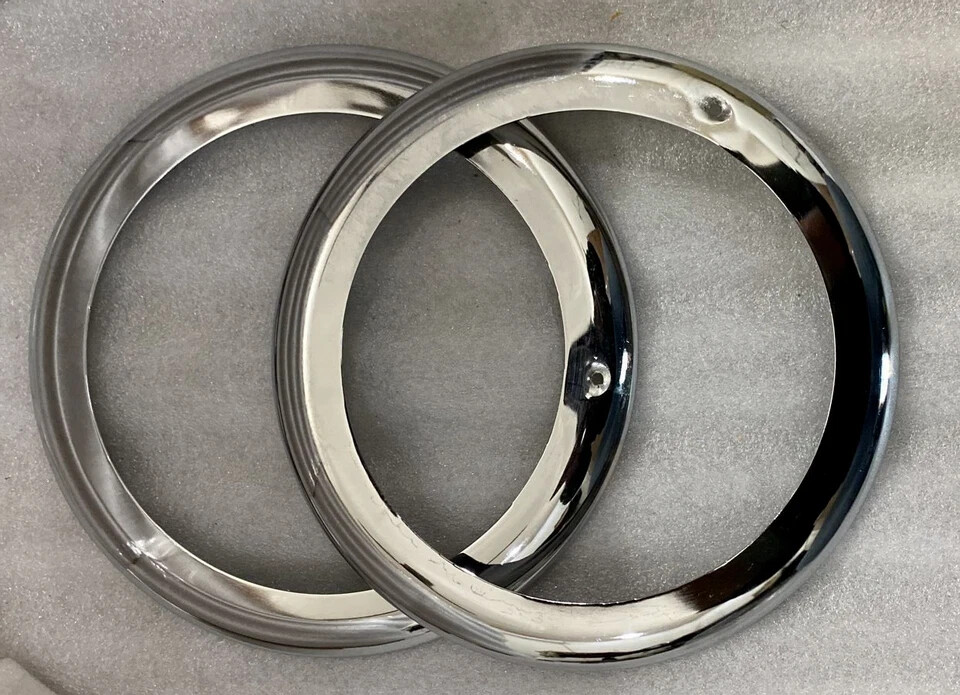 FIT FOR Willy Jeeps 46-53 CJ 2A CJ 3A Headlight Outer Bezel Chrome Plated (Pair)