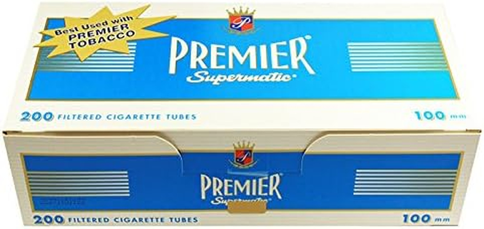 (5) Five Boxes of  Supermatic Blue (Light) - 100Mm Cigarette Tubes