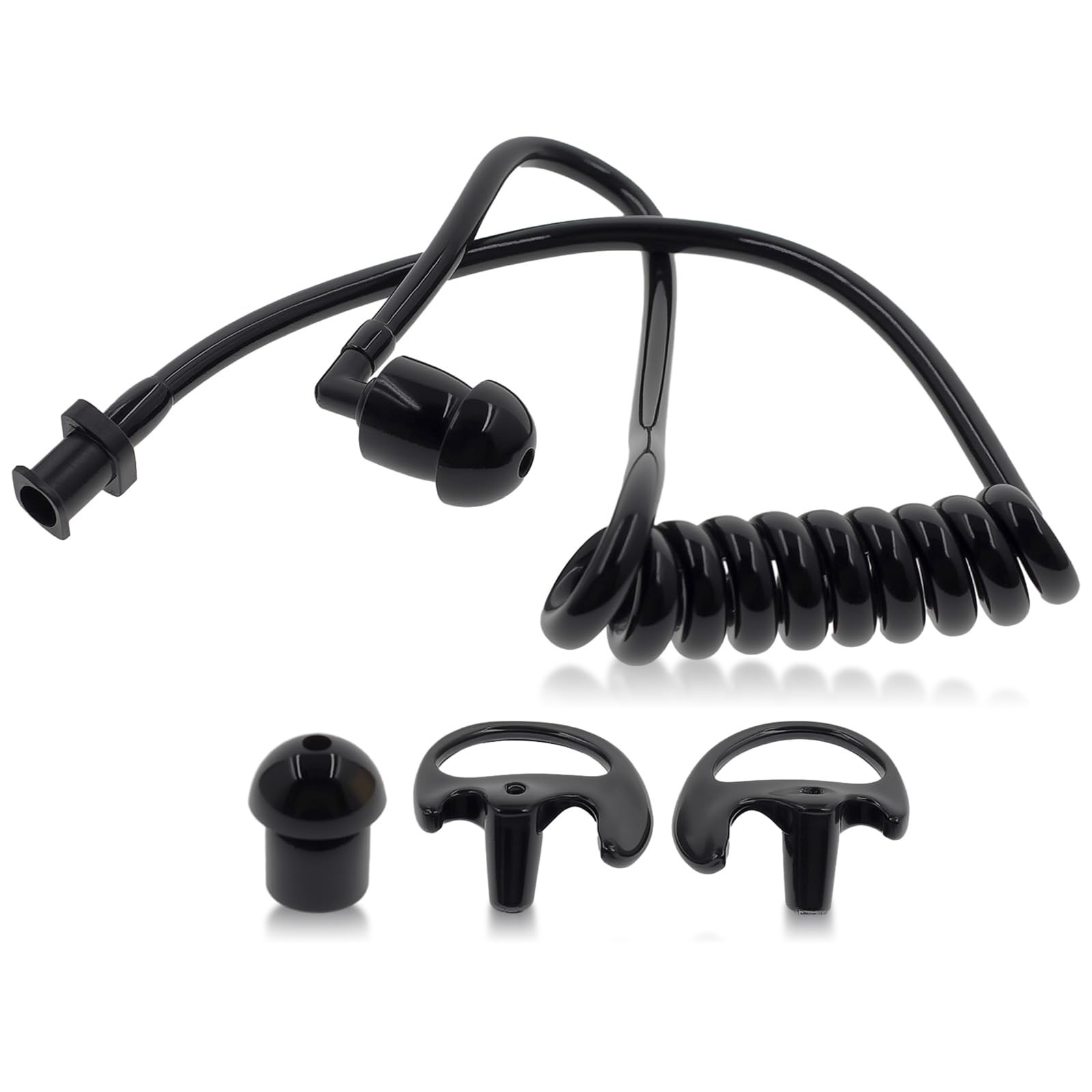 AUTOKYA Pair Black Accoustic Ear Tube Black Medium Earmold for Police Radio E...