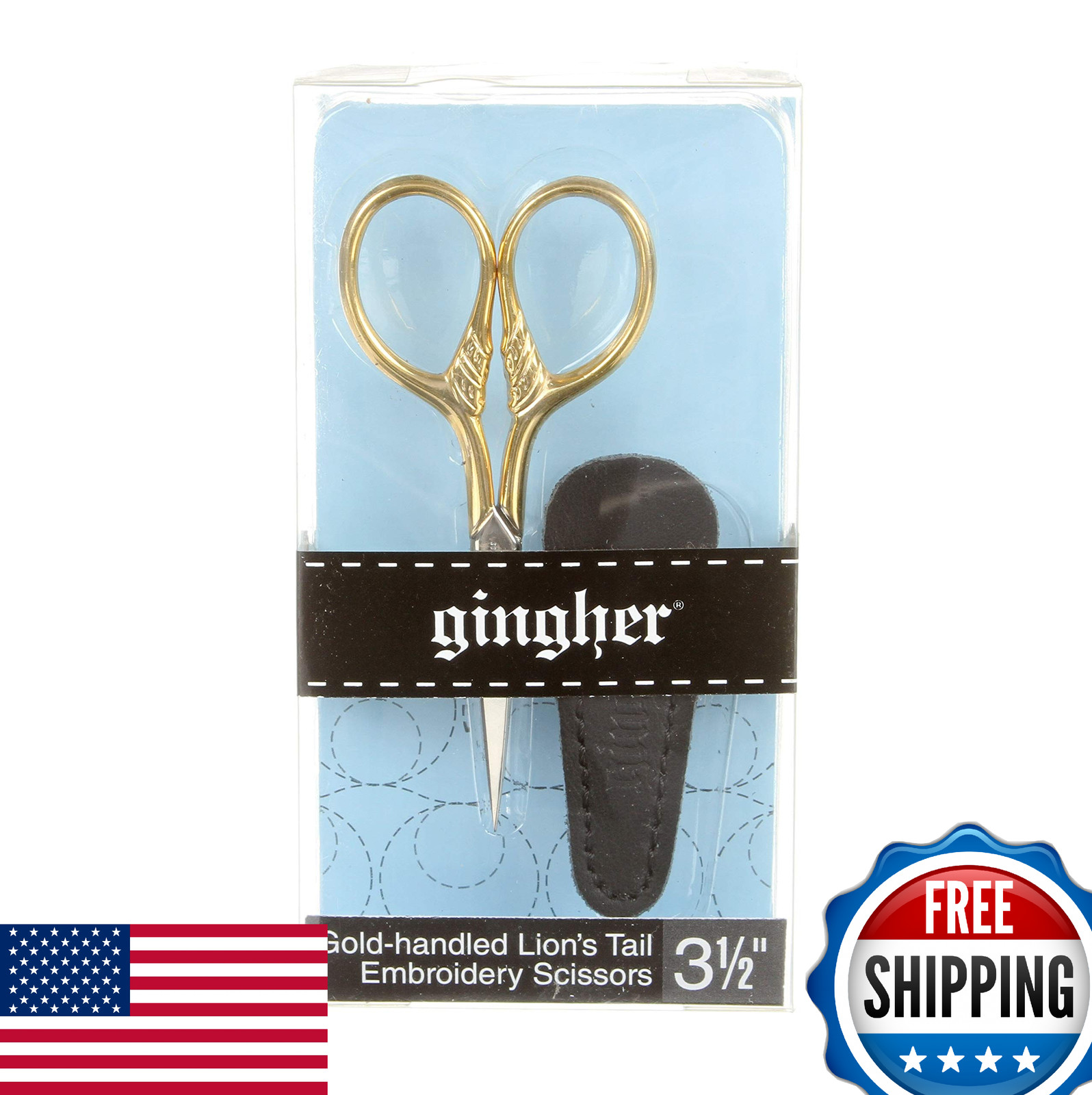 Gingher 3.5" Gold-Handled Lion's Tail Embroidery Scissors (01-005870)