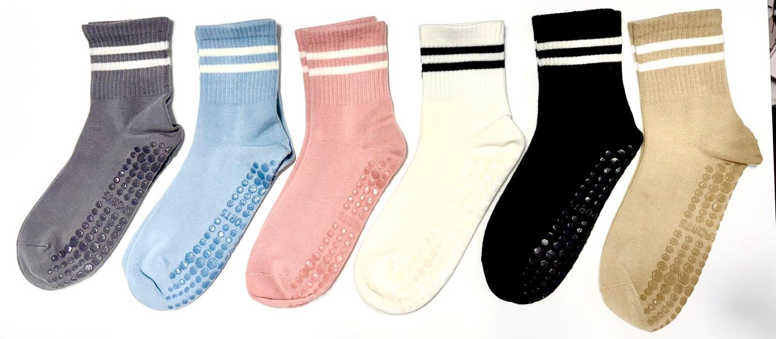 6-Pack Women's Non-Slip Mid-Calf Yoga Socks with High-Durability Silicone Grips